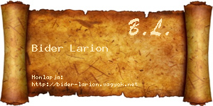 Bider Larion névjegykártya